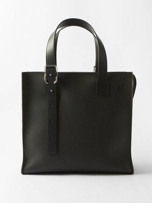 Buckle Grained-leather Tote Bag