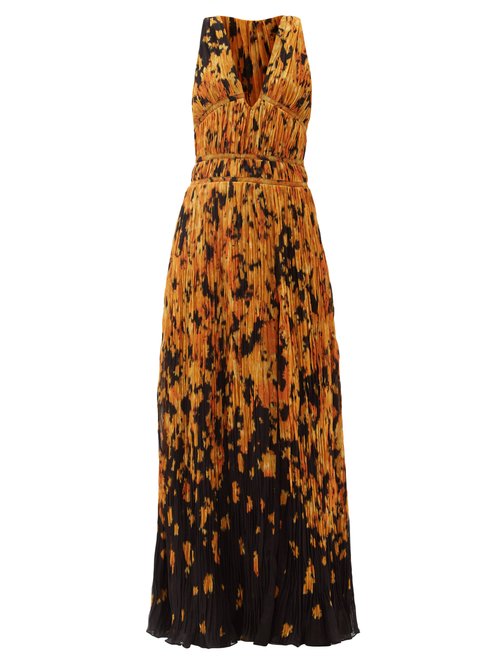 Altuzarra - Layla Ikat Floral-print Ruched Crepe Gown Yellow Print