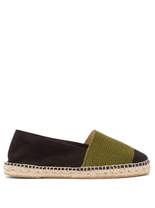 Guanabana - Canvas And Suede Espadrilles - Mens - Black Green