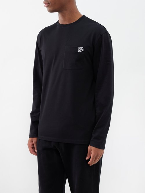 Loewe - Anagram Patch-pocket Cotton-jersey T-shirt - Mens - Black