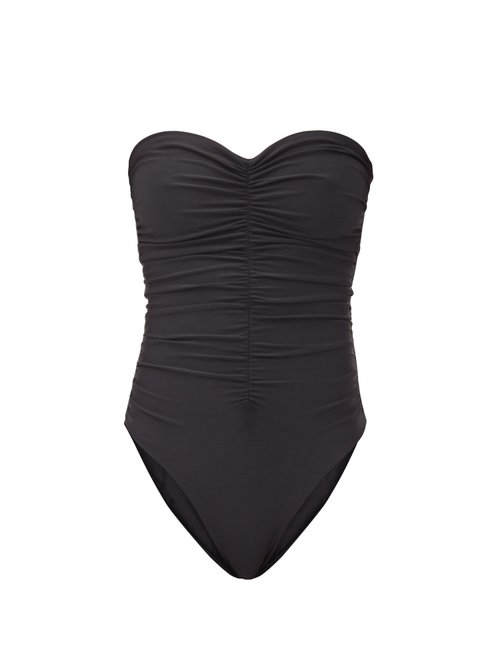Jade Swim - Yara Ruched Strapless Swimsuit Black Beachwear