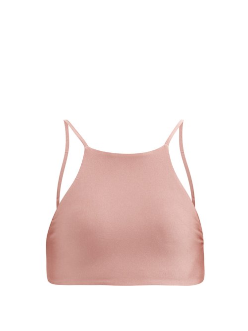 Jade Swim - Nova Halterneck Metallic Bikini Top Pink Beachwear