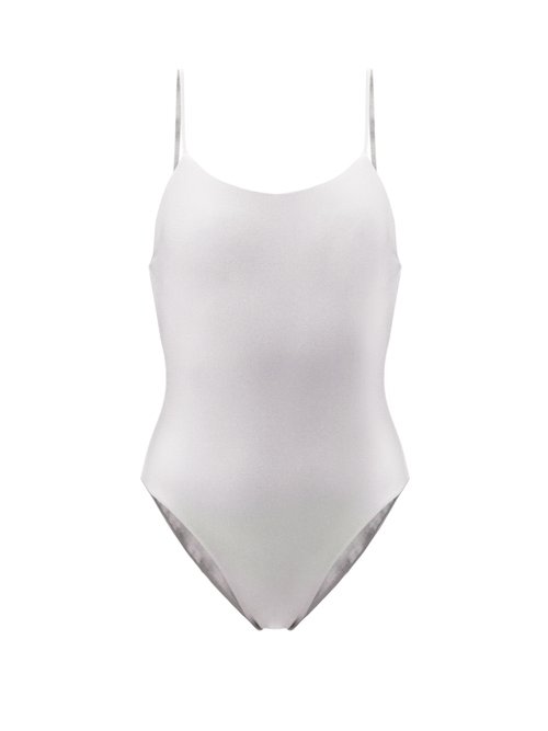 Jade Swim – Trophy Low-back Swimsuit Silver Beachwear