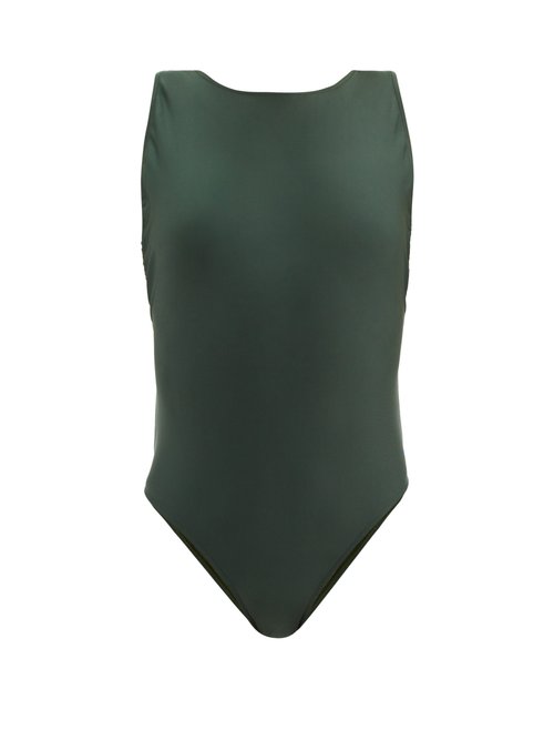Adriana Degreas - Low-back Cutout Swimsuit Dark Green Beachwear