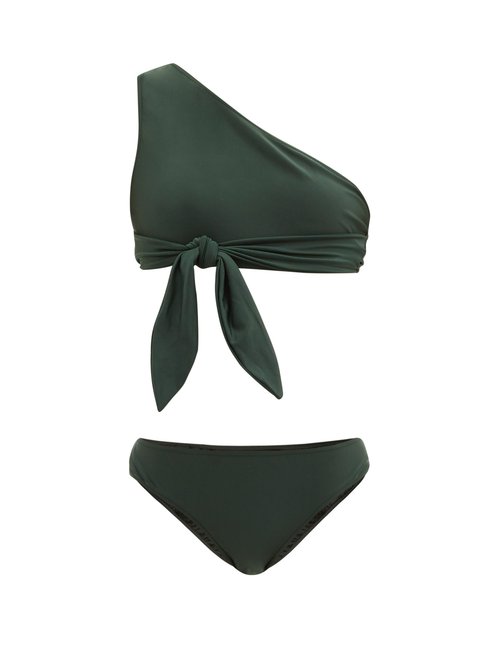 Adriana Degreas - One-shoulder Self-ties Bikini Dark Green Beachwear