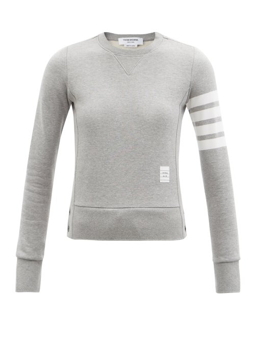 Thom Browne - Four-bar Cotton-jersey Sweatshirt Light Grey