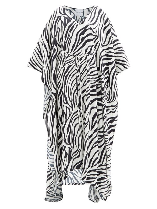 Halpern – Zebra-print Crepe Kaftan Black White