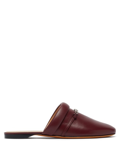 Givenchy – Elba Logo-plaque Leather Backless Loafers Burgundy