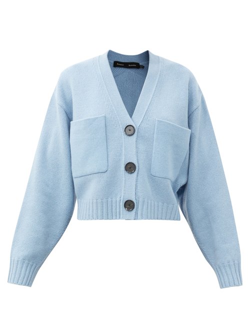 Proenza Schouler - Patch-pocket Cropped Cashmere-blend Cardigan - Womens - Blue