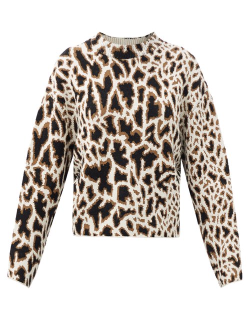 Proenza Schouler – Giraffe-jacquard Wool-blend Sweater Black Multi