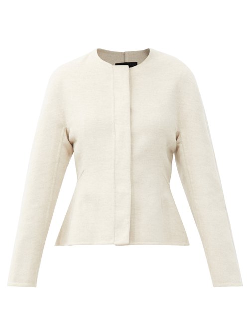 Proenza Schouler – Peplum-hem Brushed Wool-blend Jacket Ivory
