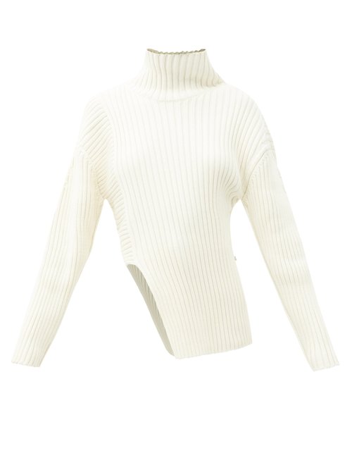 Proenza Schouler - Roll-neck Asymmetric Cotton-blend Sweater White