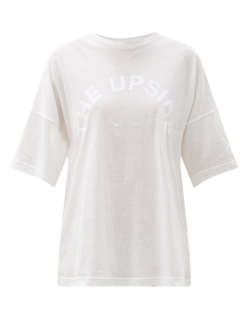 The Upside - Carla Logo-print Cotton-blend Jersey T-shirt - Womens - White