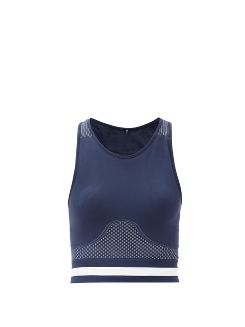 The Upside - Bianca Stretch-jersey Racerback Cropped Top Navy
