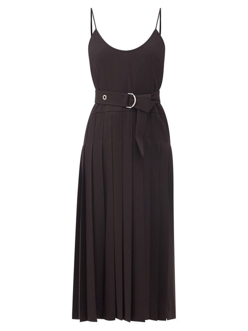 Chloé - Pleated Crepe Midi Dress Black