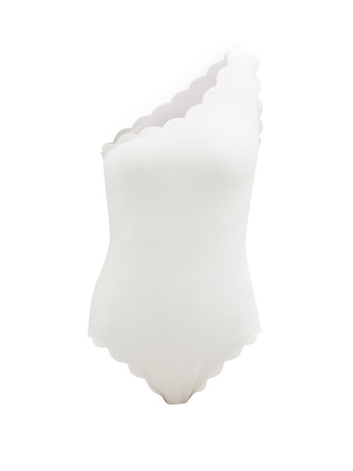 Marysia - Santa Barbara Scalloped One-shoulder Swimsuit White Beachwear