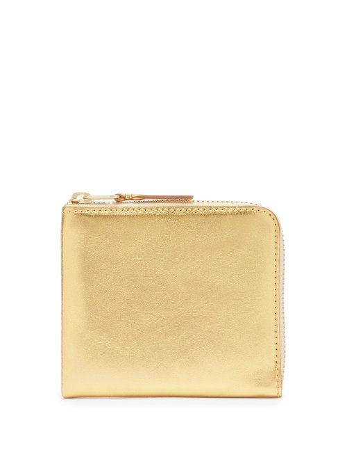Comme Des Garçons Wallet - Zip-around Leather Wallet - Womens - Gold