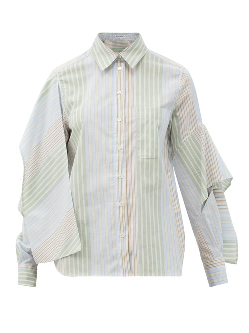 JW Anderson – Draped-sleeve Striped Cotton-poplin Shirt White Print