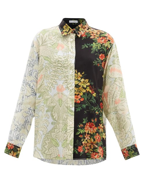 JW Anderson - Patchwork Floral-print Poplin Shirt Multi