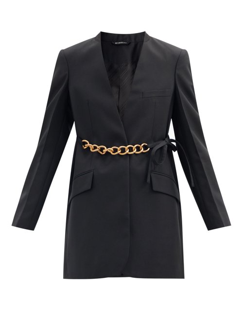 Givenchy - Chain-belt Wool-crepe Suit Jacket Black
