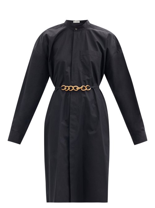 Buy Givenchy - Chain-waist Cotton-poplin Shirt Dress Black online - shop best Givenchy clothing sales