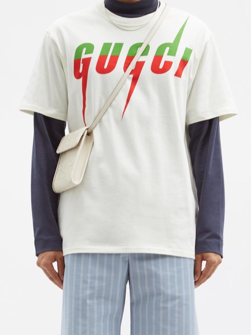 Gucci - logo-print Cotton-jersey T-Shirt - Mens - White Multi