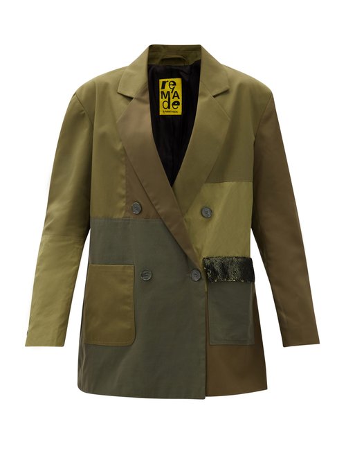 Marques’almeida – Double-breasted Upcycled Patchwork Jacket Khaki