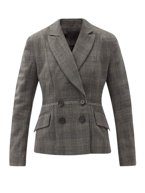 Ssone – Lyre Prince Of Wales-check Wool Suit Jacket Grey