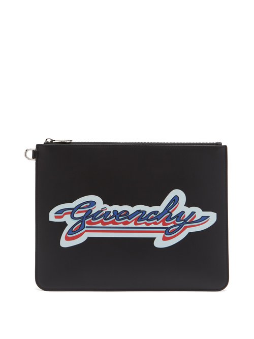 Givenchy - Logo-print Leather Pouch - Mens - Black Red