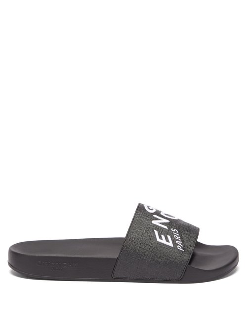 Givenchy - Logo-embroidered Coated-canvas Slides - Mens - Black White