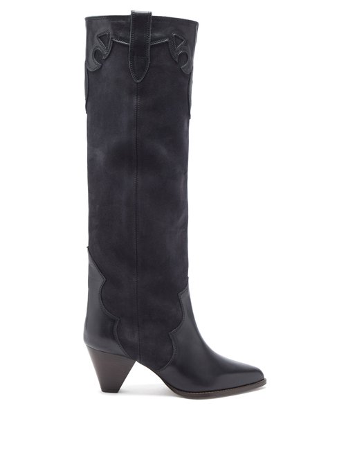 Isabel Marant - Litz Suede And Leather Knee-high Boots Black