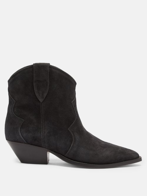Isabel Marant - Dewina Suede Western Ankle Boots Black