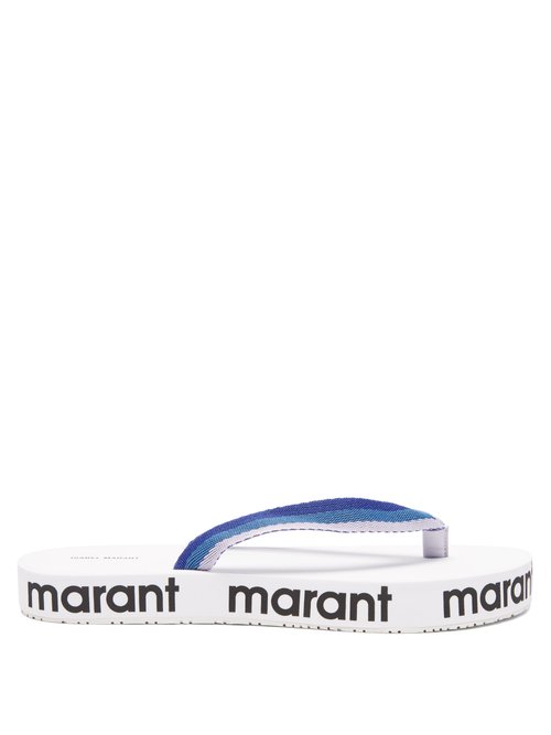 Isabel Marant - Tae Logo-print Flip Flops White Multi