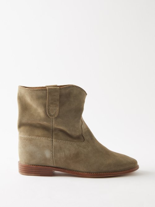 Isabel Marant - Crisi Suede Ankle Boots Beige