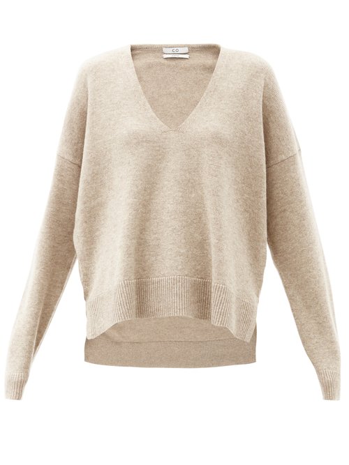 Co - V-neck Wool-blend Sweater Beige