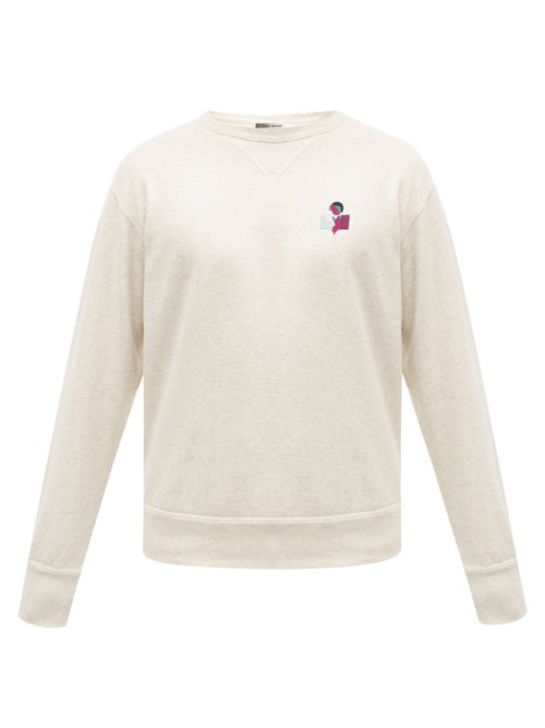 Isabel Marant - Mike Logo-embroidered Cotton-blend Sweatshirt - Mens - Cream