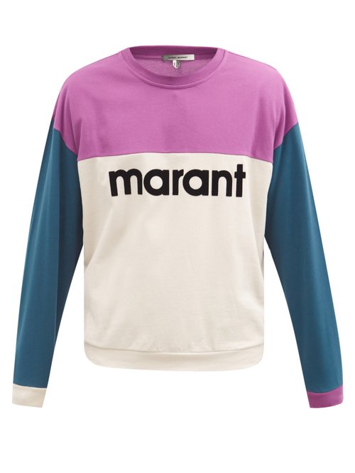 Isabel Marant - Aftone Flocked-logo Cotton-piqué Sweatshirt - Mens - Purple