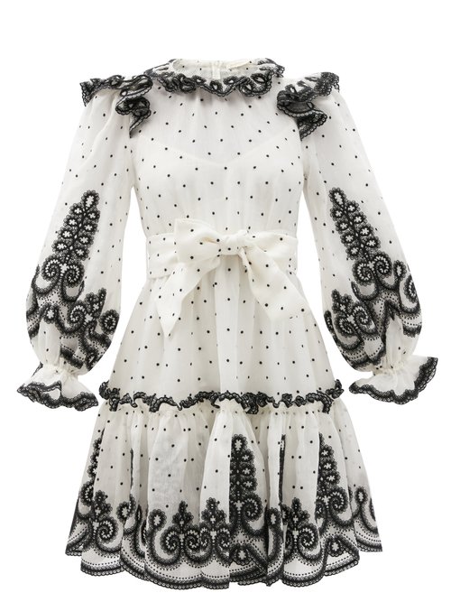 Zimmermann - Lovestruck Ruffled Linen-blend Organdy Mini Dress White Black