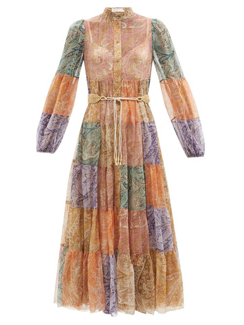 Zimmermann – Brighton Patchwork Paisley-print Silk Dress Multi