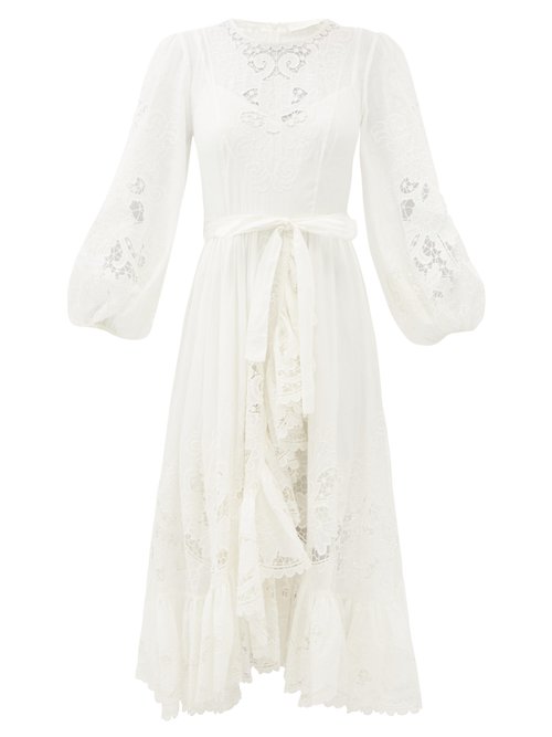 Zimmermann - Lulu Balloon-sleeve Broderie-anglaise Cotton Dress Ivory
