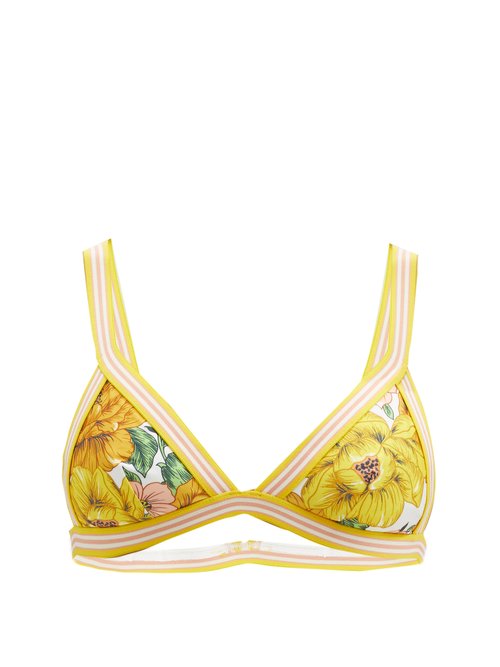 Zimmermann – Poppy Floral-print Triangle Bikini Top Yellow Print Beachwear