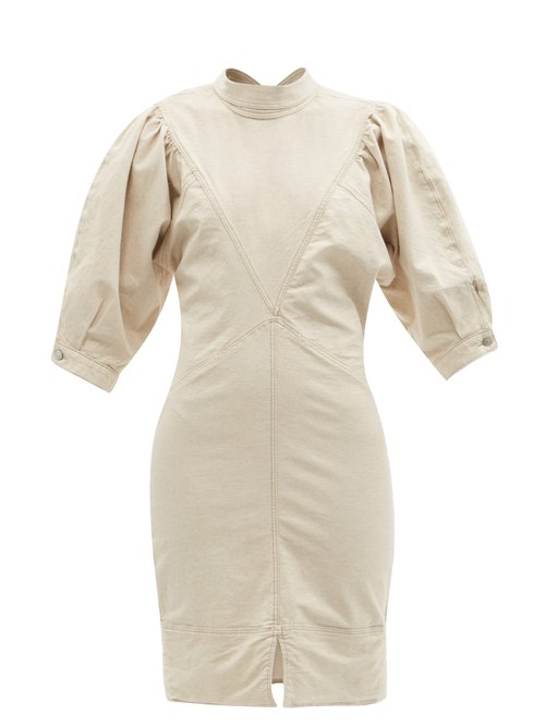 Isabel Marant Étoile - Laure Puff-sleeve Denim Midi Dress Ivory