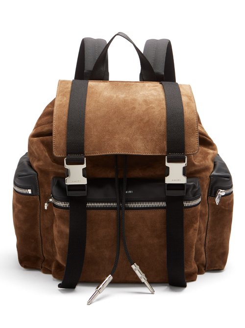 Amiri - Canvas-trimmed Suede Backpack - Mens - Brown