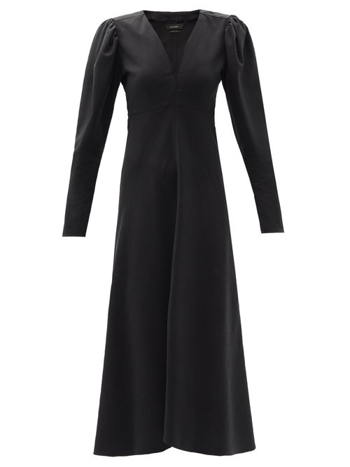 Isabel Marant – Silabi Puff-sleeve Crepe Midi Dress Black