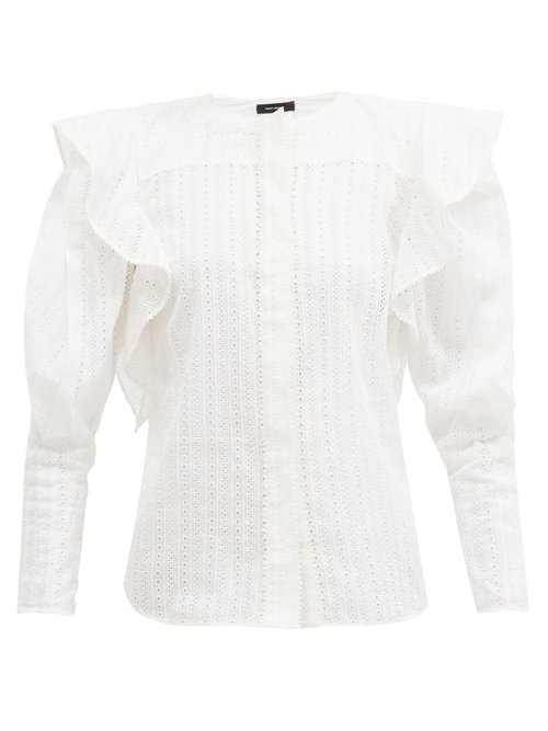 Isabel Marant - Getlyia Ruffled Broderie-anglaise Cotton Blouse White