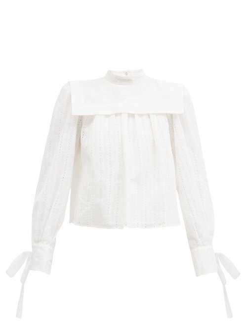 Buy Isabel Marant - Gilokia Cuff-tie Broderie-anglaise Blouse White online - shop best Isabel Marant 