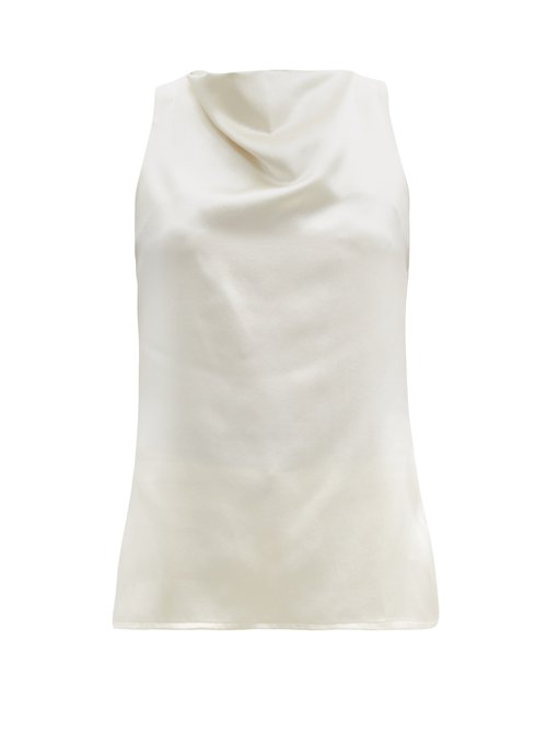 La Collection - Pheadra Cowl-neck Silk-satin Blouse White