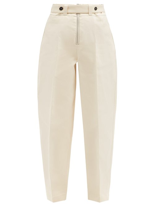Jil Sander HIGH-RISE TOPSTITCHED COTTON TROUSERS