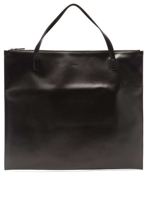 Jil Sander Zipped Leather Tote Bag In Black | ModeSens