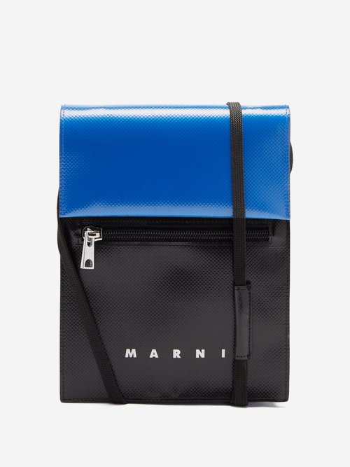 Marni - Bicolour Pvc Cross-body Bag - Mens - Black Blue